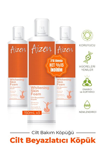 Aizen Whitening Skin Foam 3'lü Paket - Cilt Beyazlatmaya Yardımcı