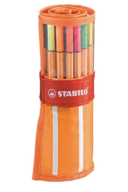 Stabilo Point 88 Ince Keçe Uçlu Kalem 25+5 Floresan Renk Rülo Çantalı Set - 1