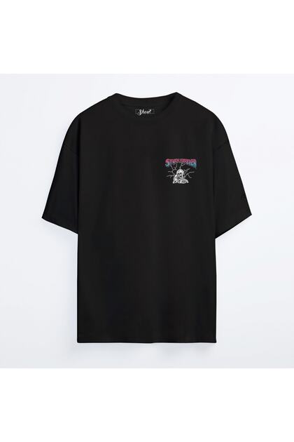 Unisex Black Oversize Stuck Forever T-Shirt