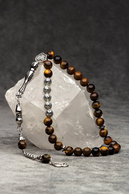 Father's Day Gift Tiger Eye Rosary with My Dad Written
