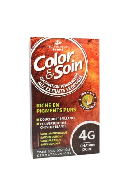 Color And Soin Tamamen Organik Bitkisel Saç Boyası 4g - Golden Chestnut