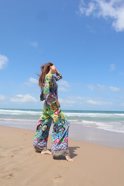 Marrakech Boho Style Viscose Blouse and Trousers Set