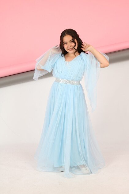 Asortix Girl's Evening Dress Graduation Dress with Sequin Sequin Embroidery  8 Years-9 Years-10 Years-11 Years-12 Years-13 Years Old- Trendyol