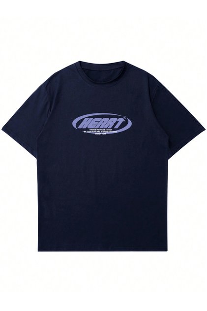 Unisex Heart Printed Crew Neck Oversize T-shirt