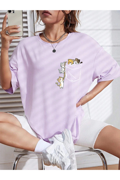 Tricou unisex pentru femei/bărbați, CAT, colorat, imprimat personalizat, din bumbac, cu gât crew, din bumbac pieptănat