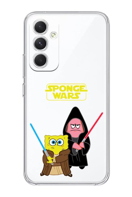 Samsung Galaxy A35 Compatible Sunger Bob Star Wars Patterned Transparent Phone Case