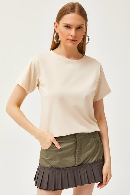 Women's Stone Crew Neck Basic T-Shirt TSH-19000774