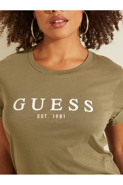 Guess Es Ss Roll Cuff Yeşil Kadın Tişört - 7