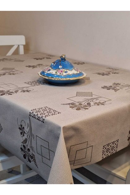 Silvery Linen Textured Pvc Tablecloth