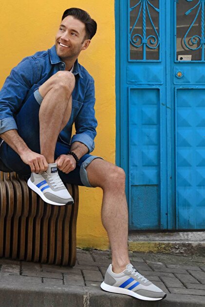 Jump 26396 Açık Gri - Mavi Erkek Sneaker Günlük Spor Ayakkabı