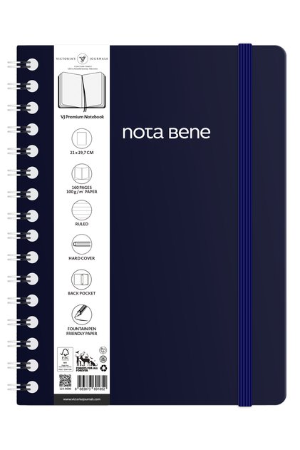 Nota Bene Spiral Premium Hard Cover Notebook, 21x29.7 cm, Striped