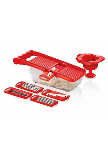 Beckermann multi-purpose grater with magazine - 5 pieces sliding grater red