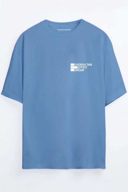 Dream Effect Printed Claret Red - Blue Oversize T-shirt