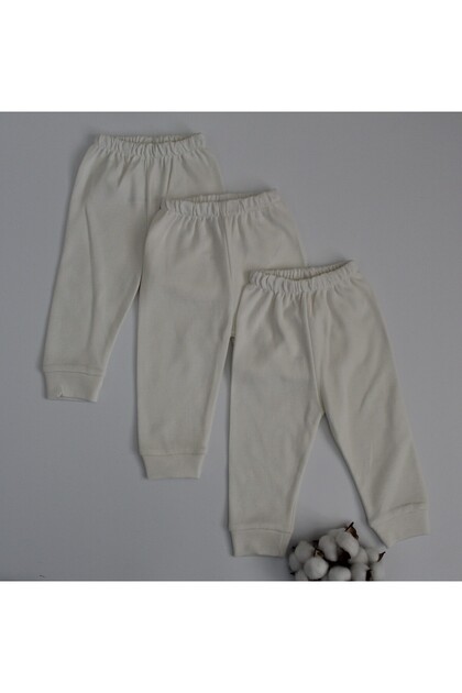 Unisex Baby Combed Organic Cotton 0-6 Months Cuffed Baby Single Bottom Set of 3