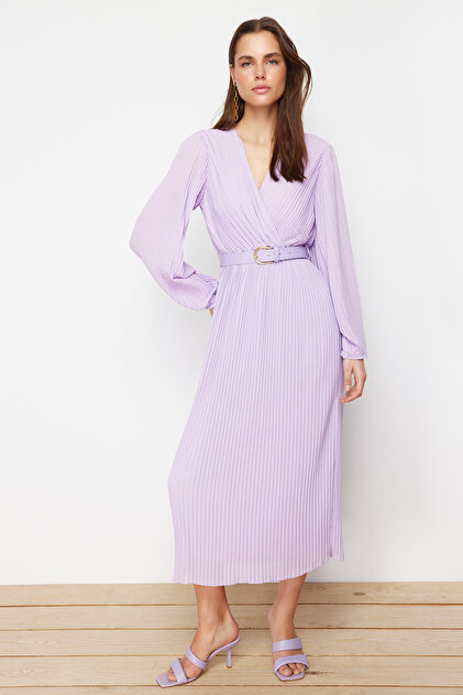 sachin and babi light blue dress Lilac Chiffon Feather Midi Dress – self-portrait-EU main image 0