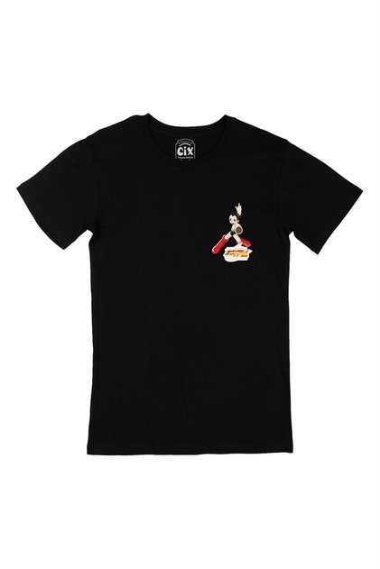 Black T-Shirt with Astro Boy Pocket Logo Design