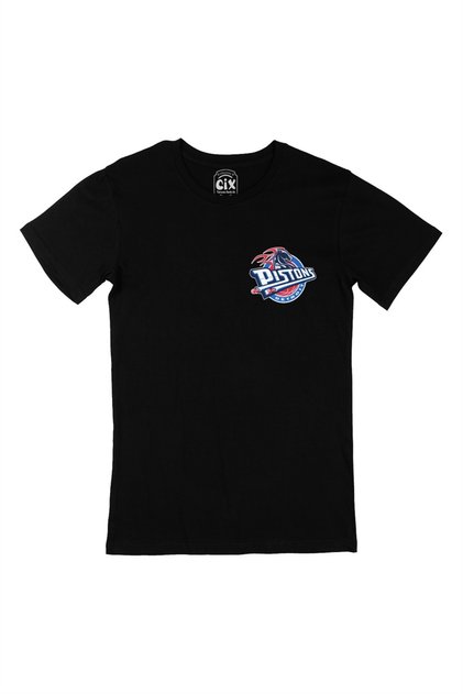 Detroit Pistons Logo Black T-Shirt with Pocket Logo Design