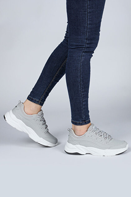 Jump 26776 Açık Gri - Beyaz Kadın Sneaker Günlük Spor Ayakkabı