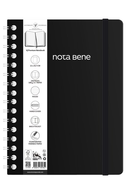 Nota Bene Spiral Premium Hard Cover Notebook, 21x29.7 cm, Striped