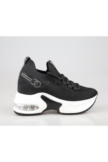 24Y300-14 Wedge Heel Black Women's Sneakers