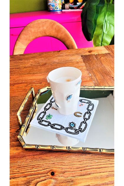 Lucky charm series white cocktail napkin (1 piece)
