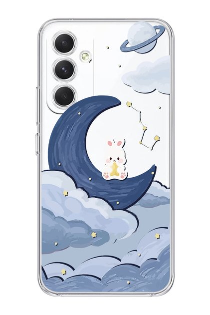 Samsung Galaxy A55 Compatible Cute Teddy Bear Patterned Transparent Phone Case