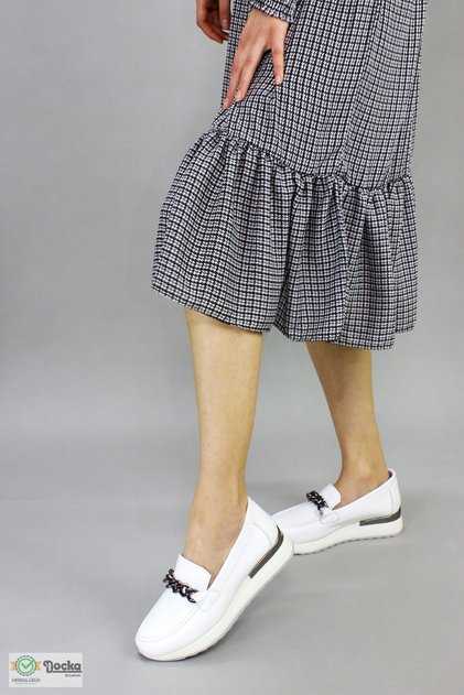 Women's Genuine Leather Orthopedic Daily Chain Detailed Loafer Shoes M25/YA-MİA