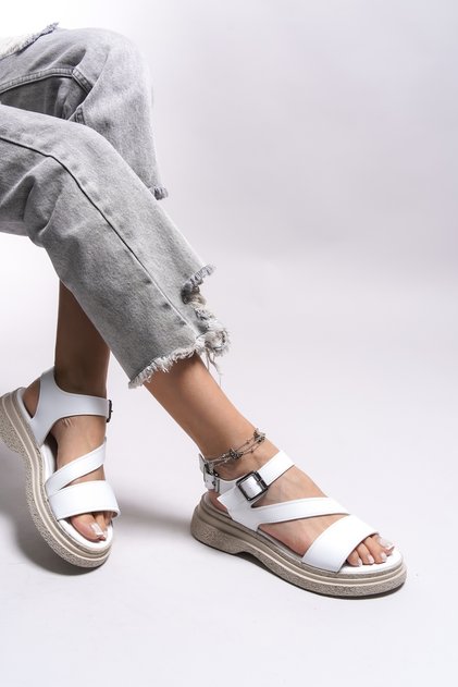 Drarnouk Women's Sandals0012202 White Skin