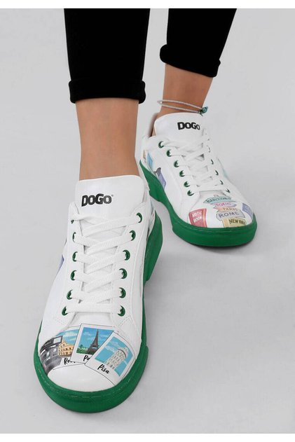 Γυναικεία Vegan Δερμάτινα Λευκά Sneakers - Σχέδιο Ready To Travel