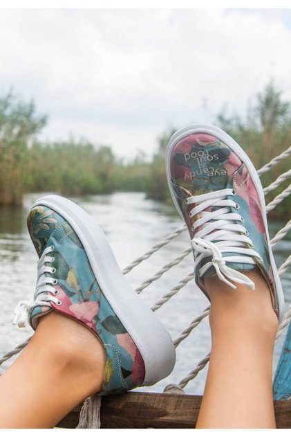 Women's Vegan Leather Turquoise Sneakers - Eye Candy & Soul Food Design