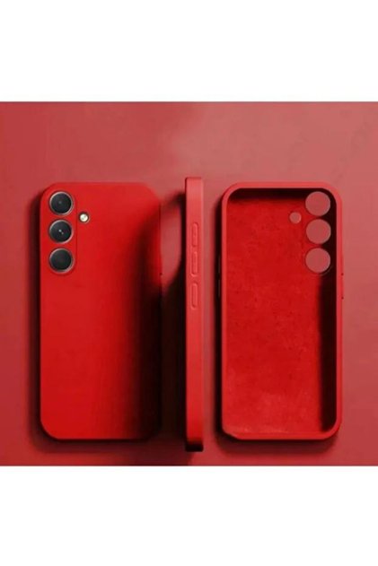 Samsung Galaxy A25 Uyumlu Kılıf Lansman Kadife İç Yüzeyli Yumuşak Soft Koruyucu Kapak Kırmızı
