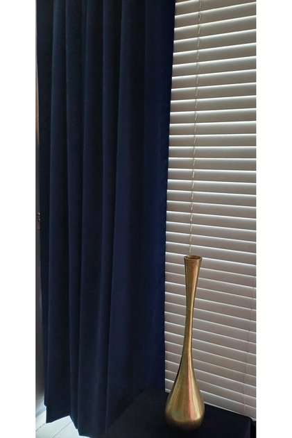 Cortina de fundal de culoare bleumarin, catifea de lux, cu cusături simple, cu șnur din extrafoam, calitate 1.
