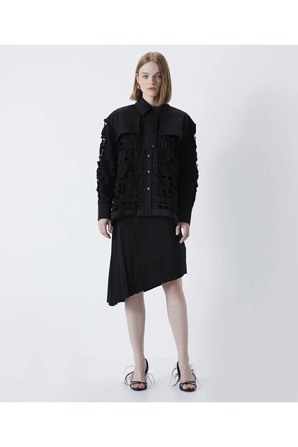 Embroidered shirt jacket