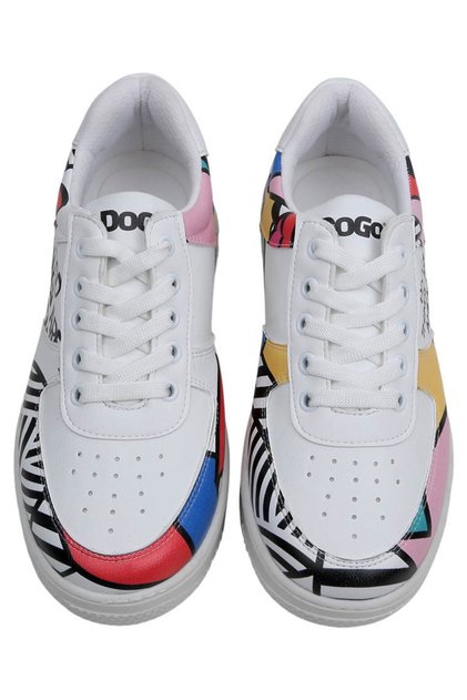 Women's Vegan Leather White Sneakers - Painting in Harmony Design