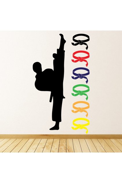 Karate Kemerleri Dövüş Sanatları Dekoratif Duvar Sticker Çıkartma Spor Salonu Çocuk Odası