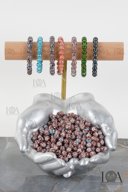 8 mm Glass Beads - Jewelry Beads - Prayer Beads - Bracelet Accessory - 50 Pieces, 1st Quality Patterned Glass