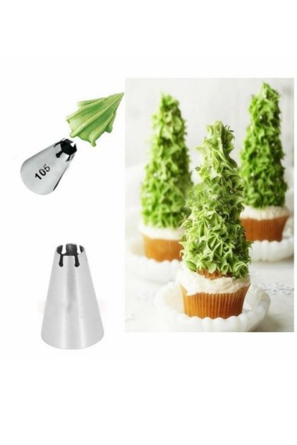 Stainless Steel Cream Piping Bag Tip (Pine Wood Whipped Tip) 1 Piece + 4 Pieces Whipped Bag