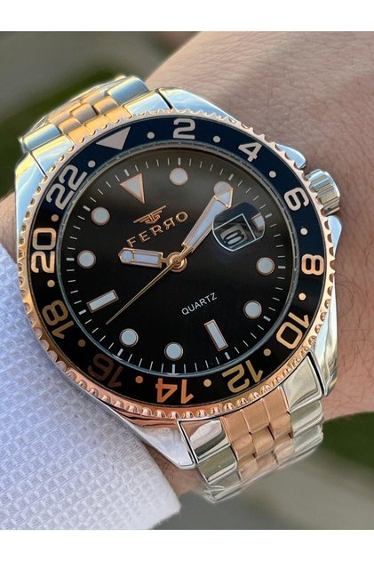 30 Mt Waterproof Men's Wrist Watch with Steel Cord Calendar EFM11196-E2