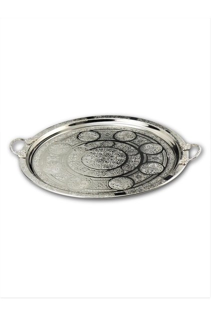Embroidered Copper Tray 36 Cm