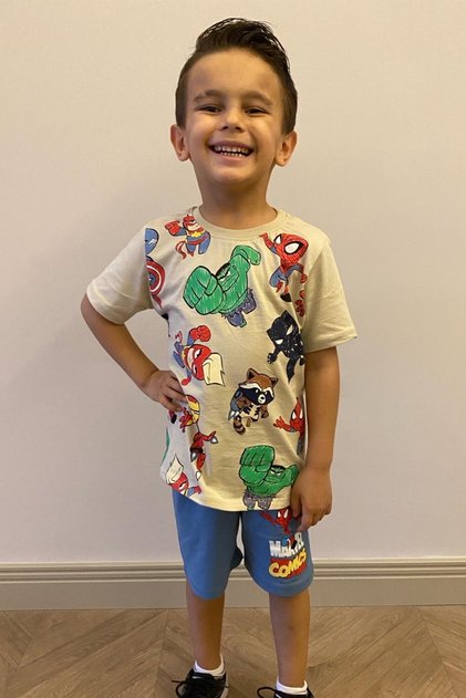 Double Children's Combed Cotton Marvel Set with Shorts