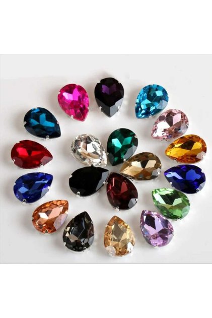 13x18(1.8cm) Cased Strut Drop Pear Glass Stone Mixed Color 50 pieces