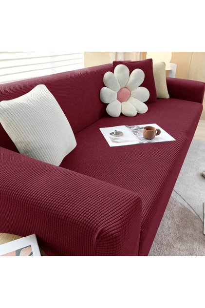 Bamboo 3 Person Piticare Lycra Sofa Cover. Stretch Elastic Sofa Bed Sofa Cover. 1 Pcs. Bordo