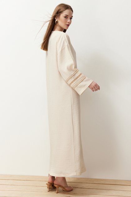 Kimono și caftan și abaya țesute lungi cu broderie de piatră TCTSS24KF00006