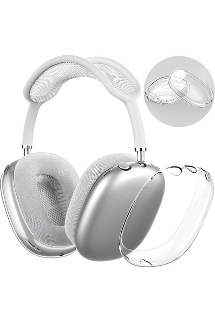 qlix AirPods Max カバー (Silver) Alstrap Airpods Max Uyumlu Kaliteli Koruyucu Şeffaf Renkli