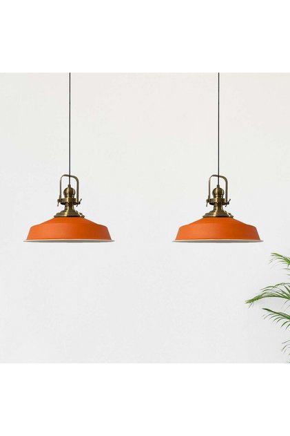 Pendelleuchte Asletl, 2-flammig Metall 41 cm, Orange Lampe