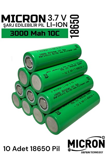 Micron 18650 3.7V (Volt) 3000 MaH(Amper) 10C Lityum Şarj
