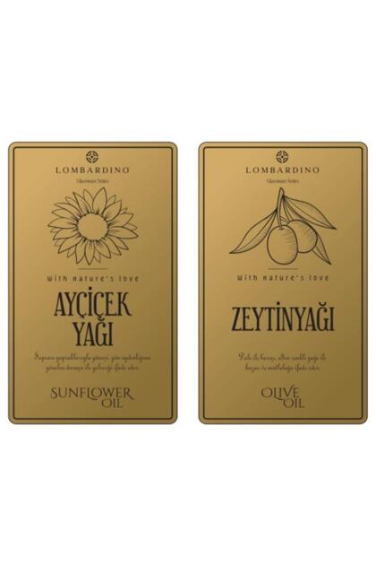 Lombardino 2 Adet Zeytinyağı Ve Ayçicek Yağı Etiketi Sticker Seti 11x6,6 Cm Gold