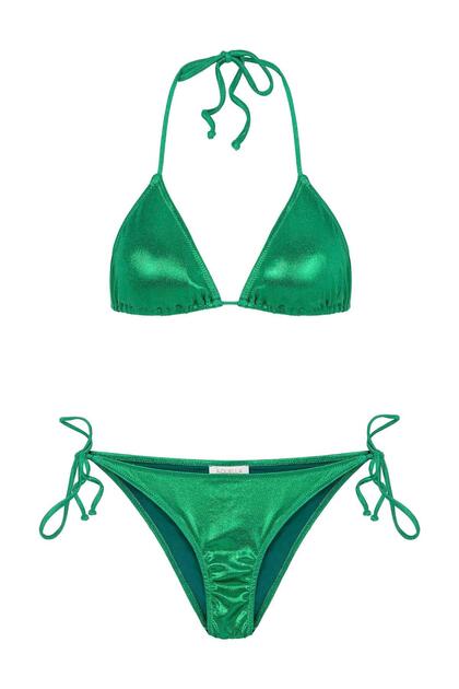 Shiny Green Triangle Bikini Set