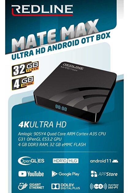 Redline MATE MAX 4GB 32GB ULTRA HD ANDROİD TV BOX - Fiyatı, Yorumları