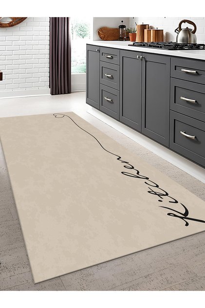 Makinede Yıkanabilir Kaymaz Taban Leke Tutmaz Dijital Baskı Mutfak Halısı